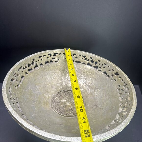 Vtg Pearlecent Accent Compote Bowl Centerpiece Pedestal Home Decor 7" T 12" DIA - Picture 11 of 16